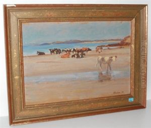 Kuhherde Am Strand by Jean-Jacques Luscher