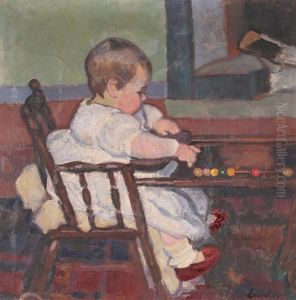 Adele, Im Kindersessel Spielend by Jean-Jacques Luscher