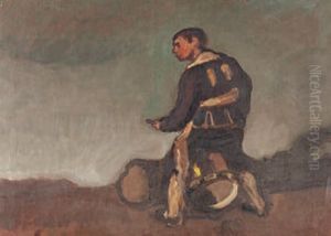 Der Trommler (+ Weiblicher Akt, Charcoal, Verso) by Jean-Jacques Luscher