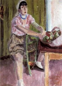 Junge Frau Mit Fruchtekorb by Otto Luessi