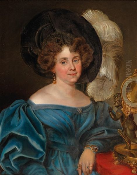 Portrait Of A Lady With Feathered Hat - view 1