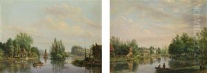 Gegenstucke: Ansichten Vom Kanal In Loenen Aan De Vecht by Petrus Josephus Lutgers