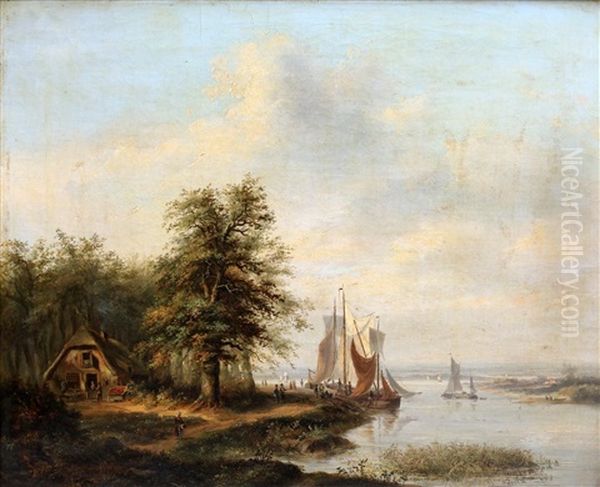 Zeilschepen Op Een Riviertje - view 1