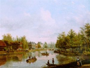 A View Of Loenen Aan De Vecht by Petrus Josephus Lutgers