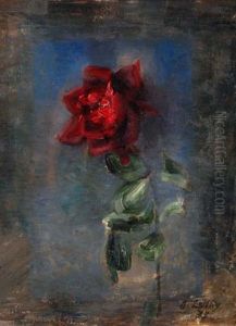 Stillleben Mit Rose by Johannes Luethi