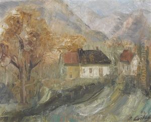 Berglandschaft Mit Bauernhausern by Oscar Wilhelm Luethy
