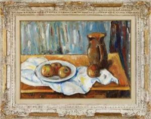 Stillleben Mit Krug Und Apfeln by Oscar Wilhelm Luethy