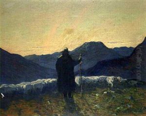 Schafhirte In Walliser Landschaft Mit Mischabel