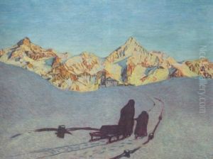 Winterlandschaft Im Val D'anniviers by Oscar Wilhelm Luethy