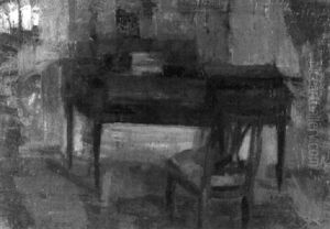 Interieur Mit Sekretar Und Stuhl by Oscar Wilhelm Luethy