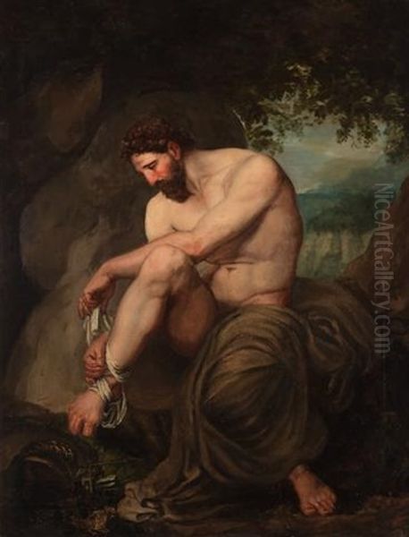 Hercules Bandaging His Ankle - view 1