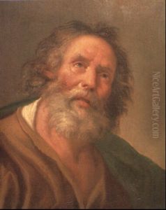 Bearded Philosopher Wearing A Brown Tunic And Green Cloak