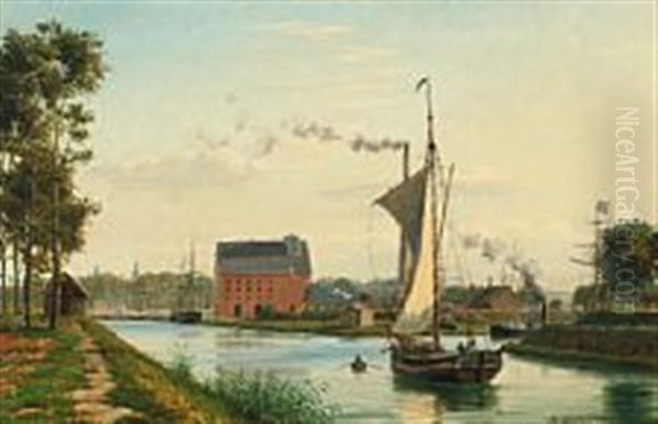 Canal Scape With Sailing Ships - view 1