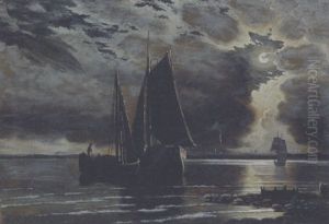 Marine Med Fuldmane Ud For Kobenhavns Havn by Mathias Jakob Frederik Luetken