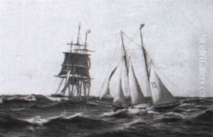Marine Med Sejlskibe by Mathias Jakob Frederik Luetken