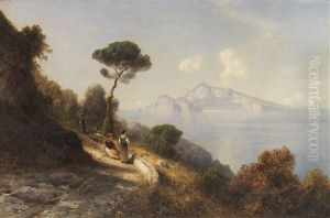 Italienische Kustenlandschaft, Im Hintergrund Die Berge Von Capri by Ascan Lutteroth