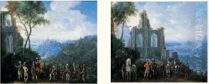 Haltes Militaires Devant De Vastes Paysages Panoramiques by Jean-Georges Berdot