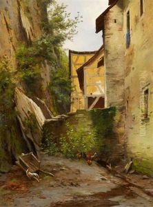 Huhner Hinter Dem Gehoft by Ascan Lutteroth