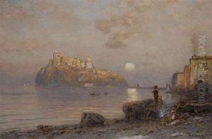 Abendstimmung Am Castello Aragonese Bei Ischia
