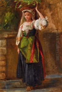 Italian Girl With A Basket On Her Head Italian Girl With A Basket On Her Head