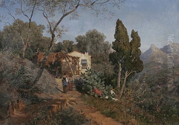 Italienische Gebirgslandschaft Mit Kleinem Bauernhaus - view 1