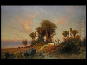 Orientalische Kustenszene Mit Brunnen