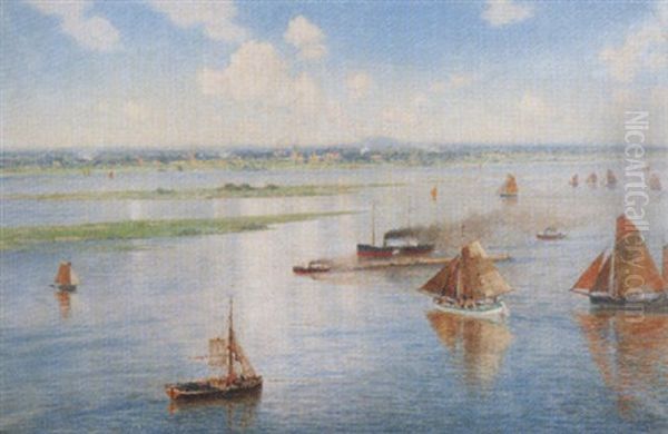 Segelschiffe Und Kahne Auf Hollandischen Kanal - view 1