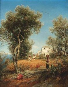 Sudlandische Landschaft Mit Bauern by Ascan Lutteroth