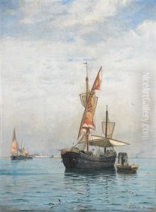 Bateaux De Peche Dans La Lagune by Emma Lutteroth