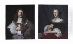 Portrait Of Andries Rijckaert; Portrait Of Susanna Rijckaert (pair) by Isaac Luttichuys