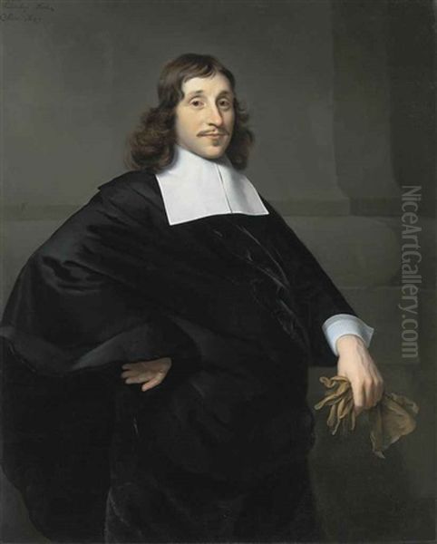 Portrait Of A Gentleman (dirk Van Collen, Lord Of Bredelar?), In A Black Coat With A White Collar And Cuffs, A Pair Of Gloves In His Left Hand - view 1