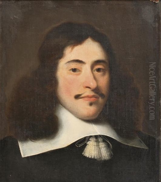 Portrait Of A Gentleman, In A Black Costume With A White Collar - view 1