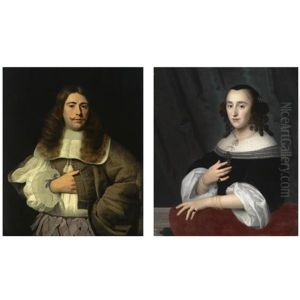 A Portrait Of Andries Rijckaert, Wearing A Brown Coat With A White Lace Collar And Purple Ribbons ( + A Portrait Of His Sister Susanna Rijckaert, Wearing A Black Dress With A White Lace Collar And Whi