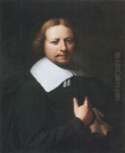 Portrait Of A Gentleman Wearing Black, Holding A Pair Of Gloves