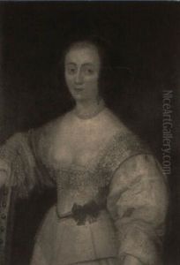 Portrait Of A Lady In White Dress With Red Lace Ribbon Portrait Of A Lady In White Dress With Red Lace Ribbon