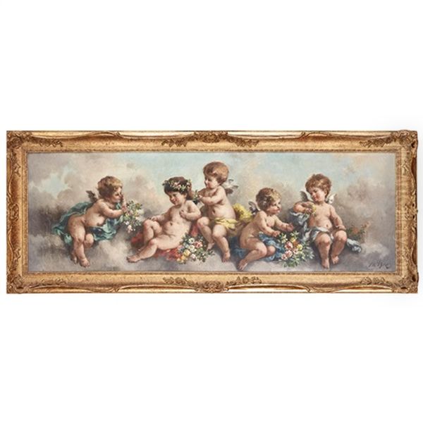 Cherubs With Flower Garlands by Charles Augustus Henry Lutyens