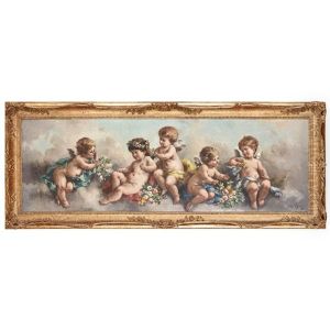Cherubs With Flower Garlands by Charles Augustus Henry Lutyens
