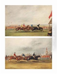 The Horse Race: The Start And The Finish, With Soldiers Lining The Track by Charles Augustus Henry Lutyens