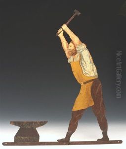The Archer, The Blacksmith, Woman At Spinning Wheel And Fruit, Flowers And Teapot (shop Signs For Cockington Village)(set Of 4) by Edwin Landseer Lutyens