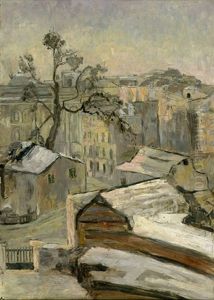 Winterliches Stadtbild Mit Blick Uber Die Dacher by Anita von Luxburg