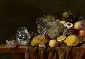 Still Life With A Silver Chalice, Wanli Bowl, And Fruit by Christiaan Luycks