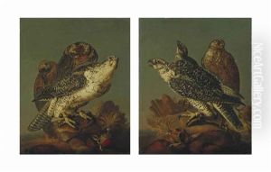 Faucons Et Milans (pair) by Christiaan Luycks