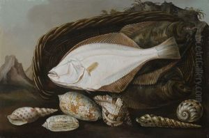 Nature Morte Dans Un Paysage Aux Turbots Et Coquillages by Christiaan Luycks