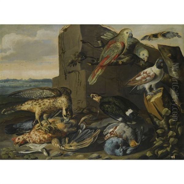 Landscape With Exotic Birds, Dead Game And An Eagle Attacking A Hen - view 1
