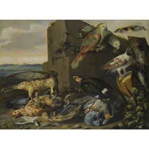 Landscape With Exotic Birds, Dead Game And An Eagle Attacking A Hen