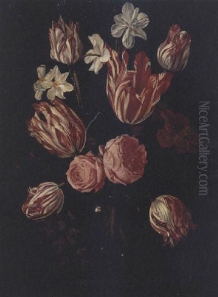Still Life Of Tulips, Roses And Other Flowers In A Vase - view 1