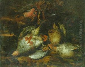 Partridge, A Brace Of Teal, A Bullfinch And Other Dead Birds In A Landscape