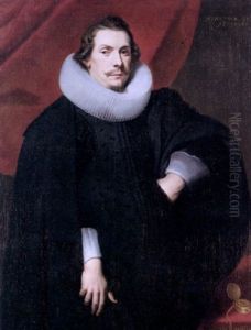 Portrait Of A Gentleman Wearing A Black Costume And A White Ruff by Frans Luyckx