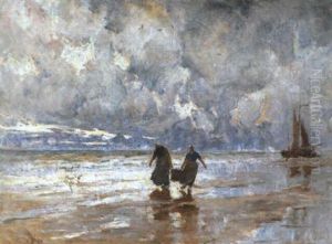 Strandgezicht Met Vissersvrouwen by Jean-Henri Luyten