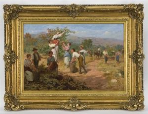 Figures Harvesting Grapes by Cleto Luzzi
